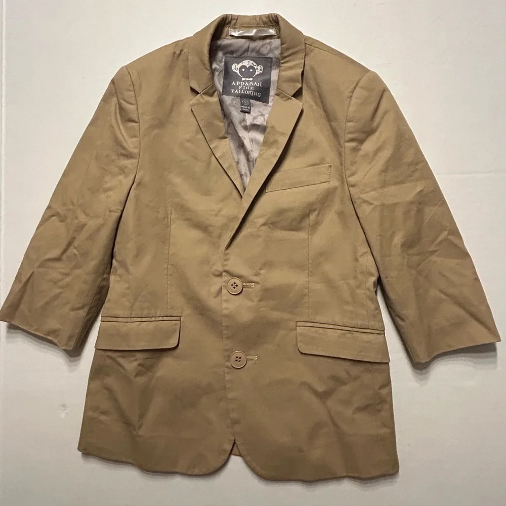 Appaman Boys Khaki Tan Lined Blazer Jacket Size 5